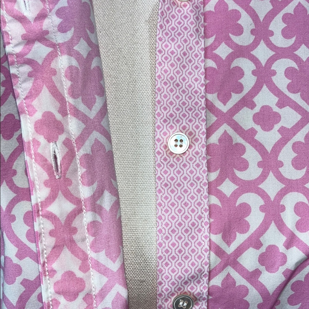 Talbots Pink Geometric Button Down Shirt - Picture 4 of 12
